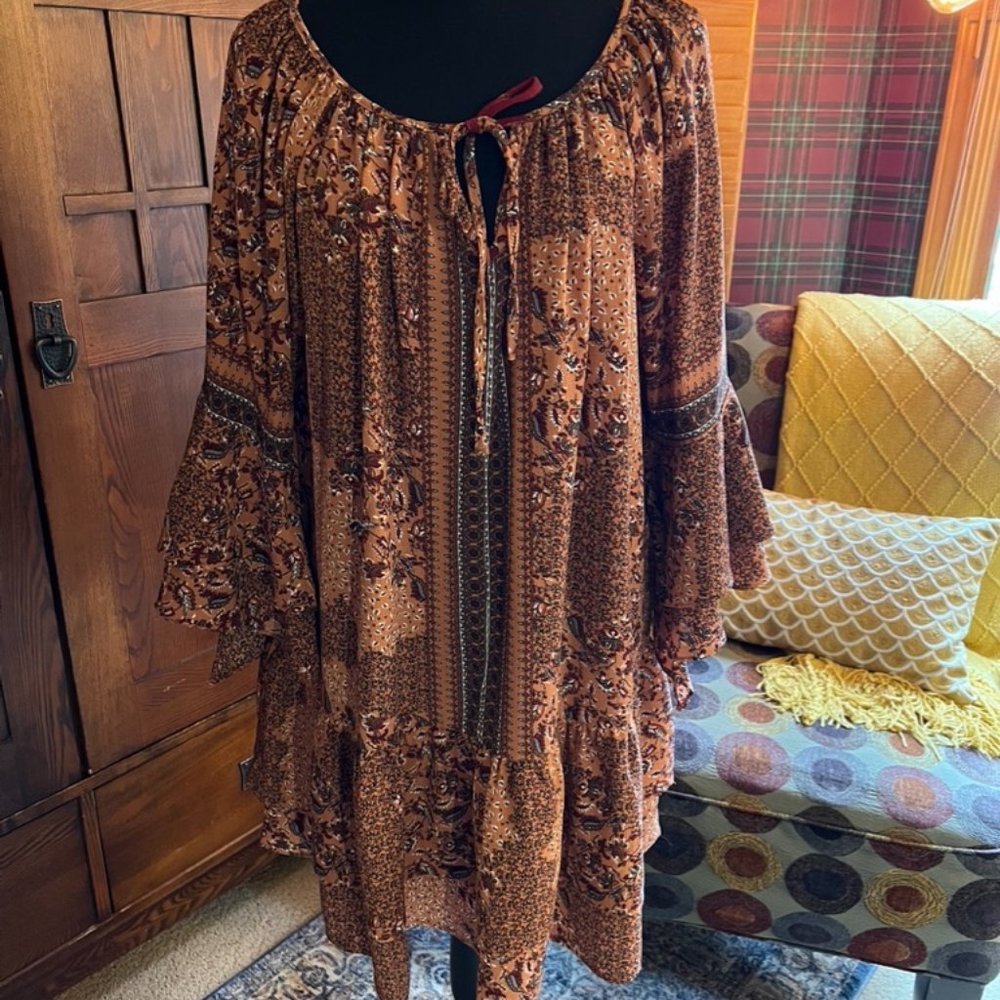 Altar'd State Printed Long Sleeve Dress Size Large